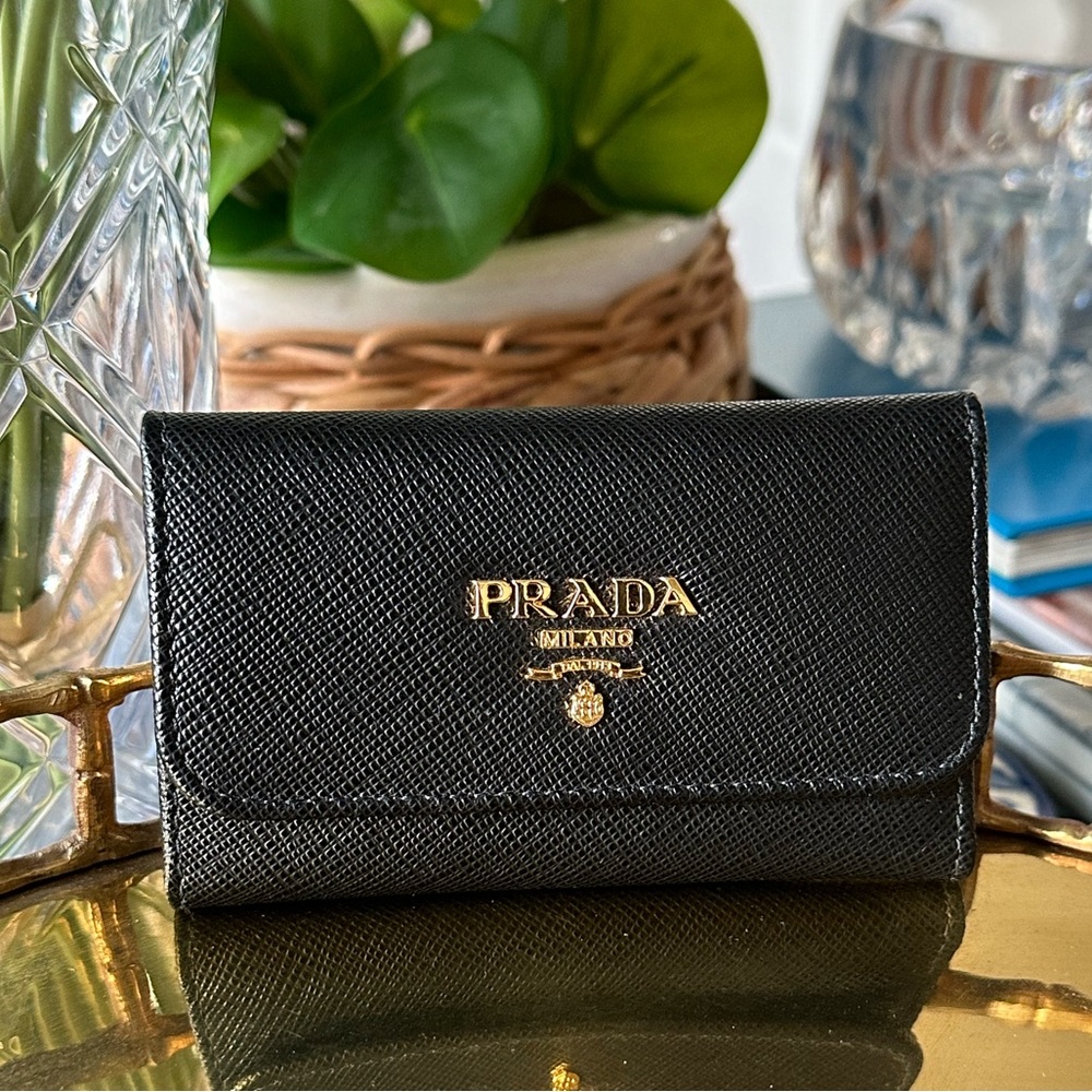 Prada Black Saffiano Leather Key Holder Like New